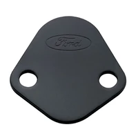 Fuel Pump Block Off Plate - Black Crinkle Finish w/ Ford Oval (Mustang 65-95)
