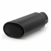 Tailpipe Tip Kit - SS Obround Slash Cut - Black - 4in Tube - 5in X 6in X 14in