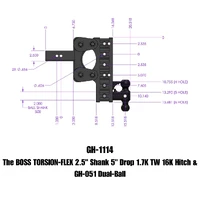 The Boss Torsion-Flex 2.5in Shank 5in Drop 1.7K TW 16K Hitch w/GH-051 Dual-Ball
