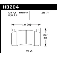 Hawk Volvo 142/145/164/240/242/244/245/262/265/1800 Black Race Brake Pads