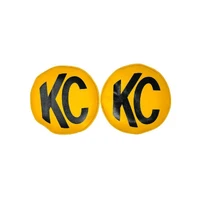 Retro 8in Round Yellow Vinyl Light Cover w/ Black KC Logo (Pair)