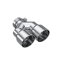 3in ID / Dual 4in OD Out Staggered L 9.37in / R 9.87in Single Wall T304 SS Univ Exhaust Tip