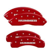 Set Of 4 Caliper Covers Engraved Front And Rear Hummer Red Finish Silver Characters 2006-2010 Hummer H3 Caliper Covers