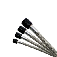 6AN 12in Stainless Steel Braided Hose - Black