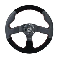 NRG Reinforced Steering Wheel (320mm/ 2.5in. Deep) Sport Leather / Suede w/ Red Stitch