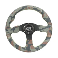 NRG Reinforced Steering Wheel (320mm) Sport/Suede Steering Wheel w/ Camo Pattern & Green Stiching