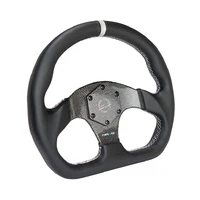 NRG Carbon Fiber Flat Bottom Steering Wheel (320mm) Silver CF Center w/Silver Stitch/Center Mark