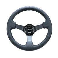 NRG Reinforced Steering Wheel (330mm/ 3in. Deep) Sport Leather Racing/ 4mm Matte Black Spoke