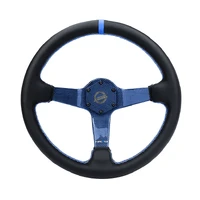 NRG Reinforced Steering Wheel (350mm) Blue Carbon Fiber Center - Blue Stitching & Center Mark