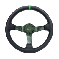 NRG Reinforced Steering Wheel (350mm) Green Carbon Fiber Center - Green Stitching & Center Mark