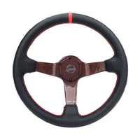 NRG Carbon Fiber Steering Wheel 350mm 3in Deep Red Carbon Fiber Red Stiching Red Center Mark Leather