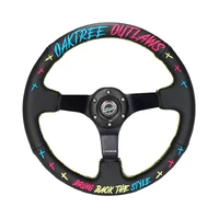 NRG Reinforced Steering Wheel - Oak Tree Outlaws 3in Deep/5mm Blk Spk 350mm Wheel - Blk Perf Lthr