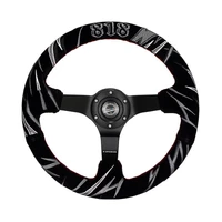 NRG Reinforced Steering Wheel (3in. Deep) Jeff Jones Sig Blk Suede, Red Stich, Car Livery Embroidery
