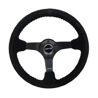 NRG Reinforced Steering Wheel (350mm / 3in. Deep) Blk Alcantara w/ Blk Stitching - Matte Black Spoke