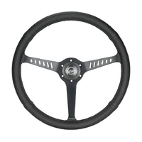 NRG Reinforced Stealth Wheel (380mm) 3 Spoke Center 1in Deep Dish - Perforated Leather Black Stitch