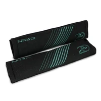 NRG Seat Belt Pads - 20 Year Anniversary - 11in. Length Black w/ Emerald Green Stitching - 2pc