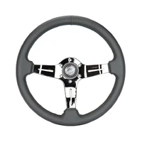 NRG Light Weight Gaming Steering Wheel - 350mm 3 Black Chrome Spokes Perforated Leather