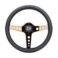 NRG Light Weight Gaming Steering Wheel - Driftz 350mm 3 Rose Gold Spokes Perforated Leather