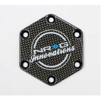 NRG Carbon Fiber w/ Chrome Gold Texalium Fabrics Horn Delete Button Circular Logo Front/ Back