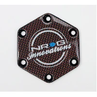NRG Carbon Fiber w/ Red Texalium Fabrics Horn Delete Button Circular Logo Front/ Back