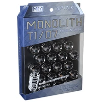14 x 1.5 Glorious Black T1/07 Monolith Lug Nuts - 20 Pcs