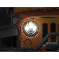 97-18 Jeep Wrangler TJ/JK Axial Halo Headlights w/ DRL Amber Signals- Black Hsng (Clear Lens)