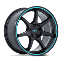 Bpu RC208 18x8.5 5x100 +35mm Gloss Black Teal Stripe