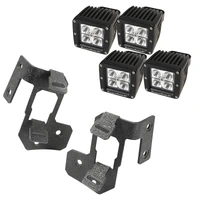 07-18 Jeep Wrangler JK Textured Black Square A-Pillar LED Light Mount Kit