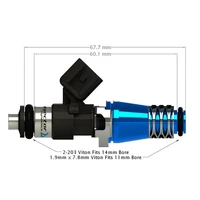 ID1300-XDS 60mm Single Injector w/11mm Blue Adaptor Top. Denso Lower Cushion