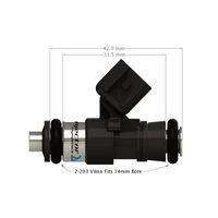 ID2600-XDS Injectors Set of 10. 34mm Length. 14mm Grey Adaptor Top. 14mm Lower O-ring (R8 16-24 Huracan 14-25)