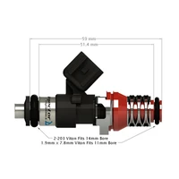 ID2600-XDS Injector Single. 48mm Length. 11mm Red Adaptor Top. 14mm Lower O-Ring