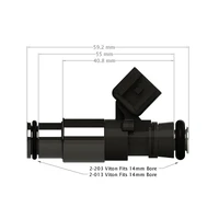 ID2600-XDS Injector Single. 48mm Length. 14mm Top O-Ring. 14mm BLACK Lower Adaptor