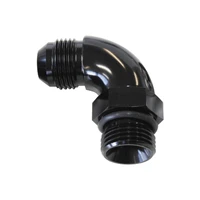 90 Deg -6ORB To -4AN Full Flow Adapter W/Jam Nut - Blue