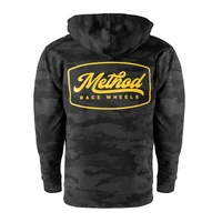 Camo Script Badge Pull Over Hoodie - Black Camo