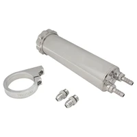 Radiator Overflow Tank Billet Aluminium With Bracket 0.75L 60mm Dia 330mm Tall AN Port with Barb Fitting Polished