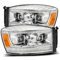 06-08 Dodge Ram 1500HD LUXX LED Projector Headlights Plank Style Chrome w/Seq Signal/DRL