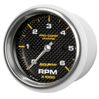 Marine Carbon Fiber Ultra-Lite Gauge 3-3/8in Tachometer 6K RPM