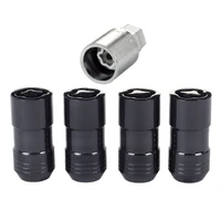 Wheel Lock Nut Set - 4pk. (Cone Seat) M14X1.5 / 21mm & 22mm Dual Hex / 1.965in. L - Black