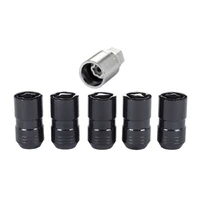 Wheel Lock Nut Set - 5pk. (Cone Seat) M14X1.5 / 22mm Hex / 1.639in OAL - Black