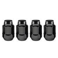 Hex Lug Nut (Cone Seat Bulge Style) M12X1.5 / 3/4 Hex / 1.45in. Length (4-Pack) - Black