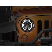 97-18 Jeep Wrangler TJ/JK Axial Halo Headlights w/ DRL Amber Signals- Black Hsng (Clear Lens)