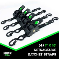 Retractable Ratchet Straps (4Pk 1Inx10Ft) (Gray)