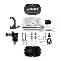 Compact Tandem M/C - 7/8in Bore w/Bracket and Valve fits Mustang (Pushrod) - Black