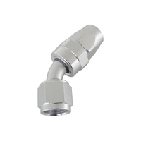 200 Series PTFE 45 Deg Alloy Hose End -12AN - Silver