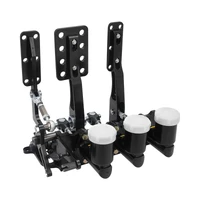 Racing Hydraulic Pedals Box, Lightweight Aluminium, Floor Mount, Brake, Clutch, Accelerator Pedal with .750" Bore Master Cylinders, Black, Kit