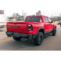 3.0 Inch True Dual Catback Exhaust System with Dual Rear Exit and Flat Cut 5.0 Inch Gunmetal PVD Tips 21-24 Dodge RAM TRX 144.6 Inch Wheel Base