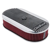 Air Cleaner Elite II Oval Single 4-Bbl Carb 2 5In Red Element Polished