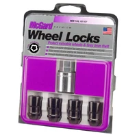 Wheel Lock Nut Set - 4pk. (Cone Seat) M12X1.5 / 19mm & 21mm Dual Hex / 1.46in. Length - Black