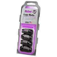 Hex Lug Nut (Cone Seat Bulge Style) M12X1.5 / 3/4 Hex / 1.45in. Length (4-Pack) - Black