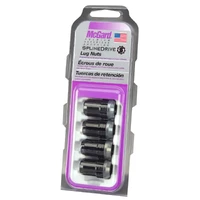 SplineDrive Lug Nut (Cone Seat) M12X1.5 / 1.24in. Length (4-Pack) - Black (Req. Tool)
